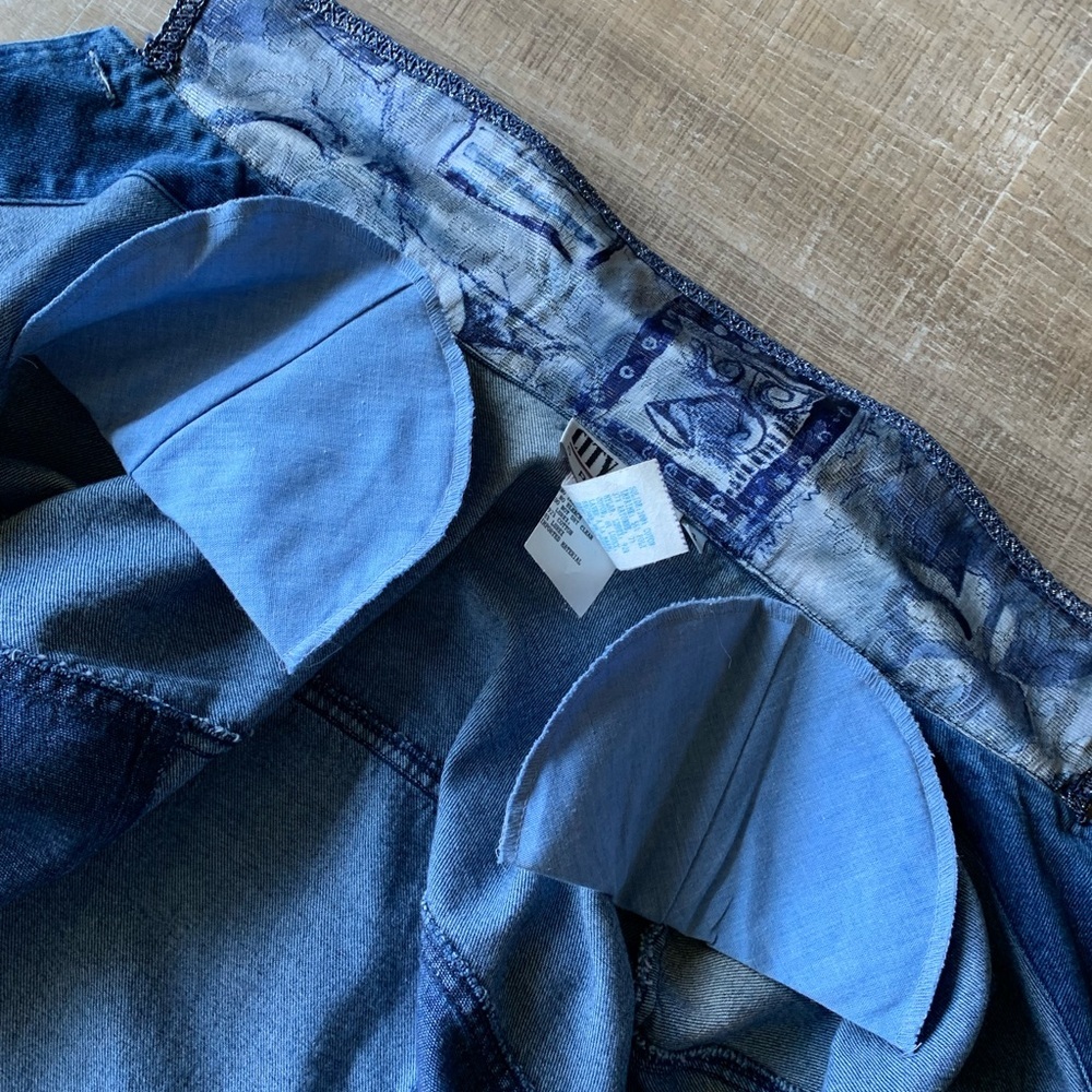 ▶️ Vintage Cropped Denim Jacket Womens 4 Embroidered Studded Western 90s - Picture 13 of 15